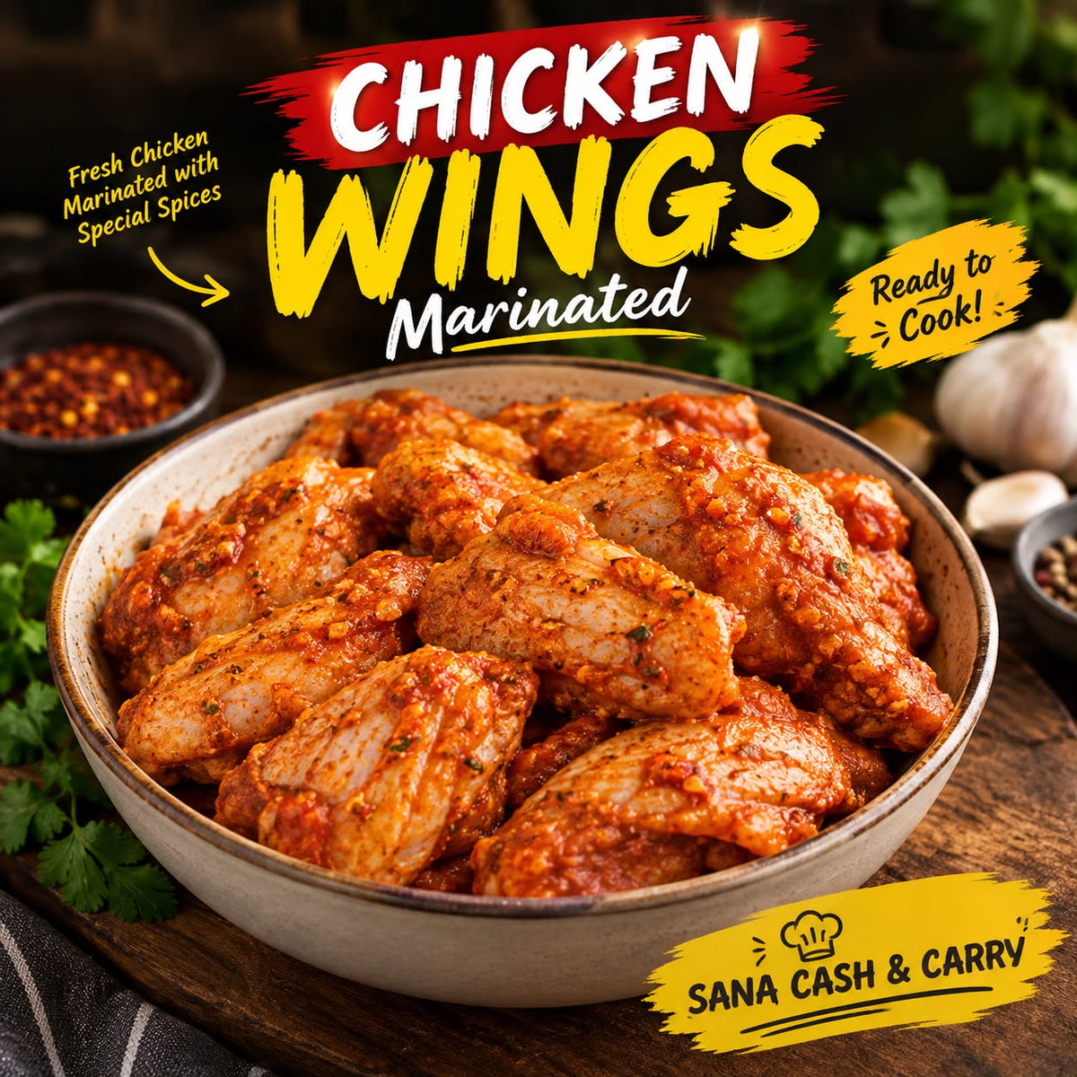 CHICKEN WINGS MARINTATED 1KG