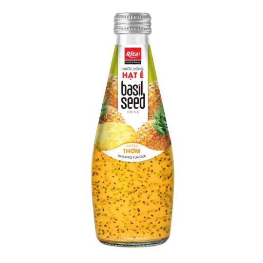 Glass Bottle Basil Seed Drink With Pineapple Flavor High Quality (290ml)