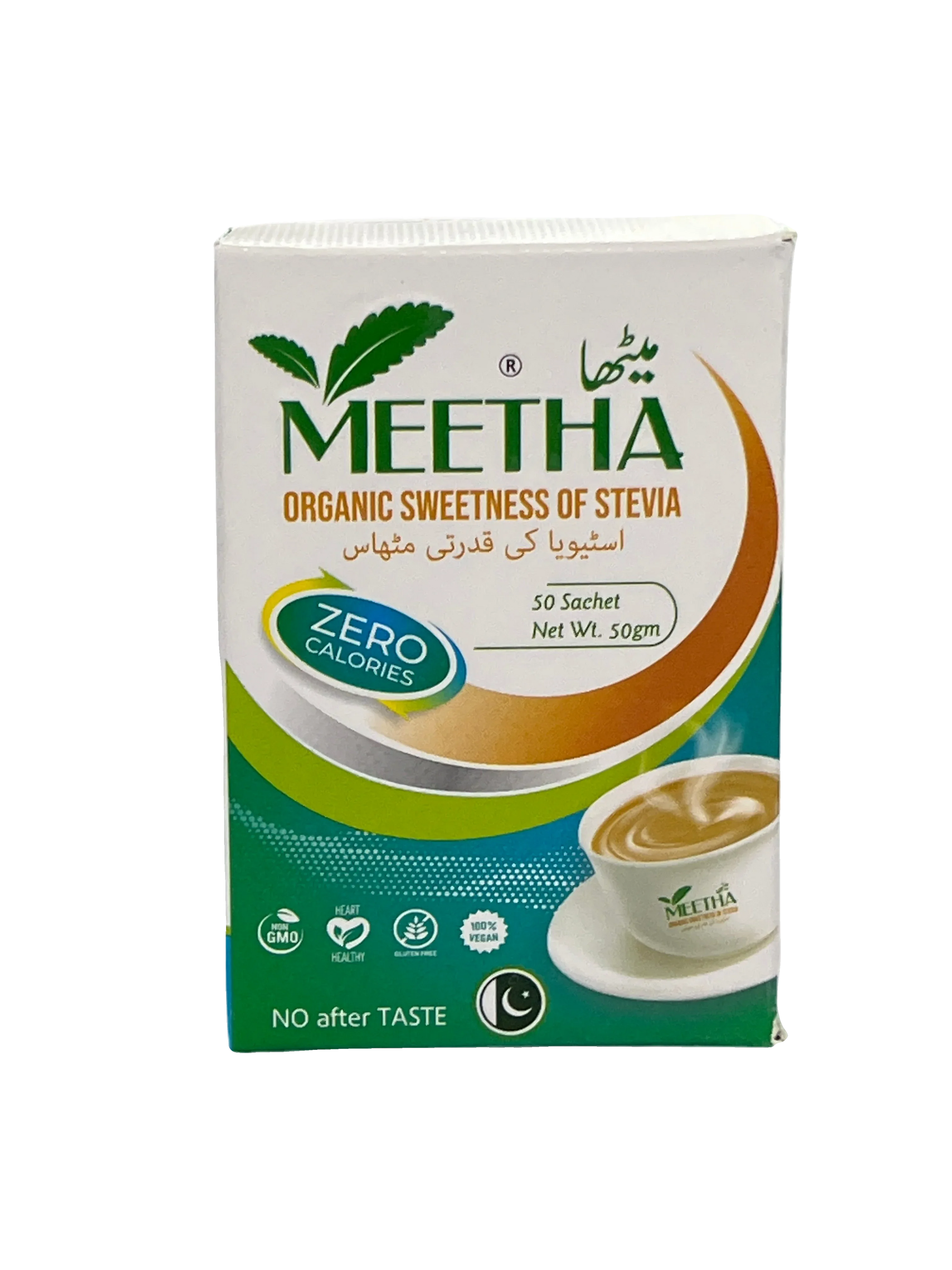 Meetha Organic Sweetness of Stevia Zero Calories 50 Sachet 50G - Sana Cash N Carry Pakistan