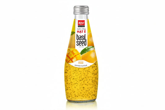 Glass Bottle Basil Seed Drink With Mango Flavor High Quality (290ml)