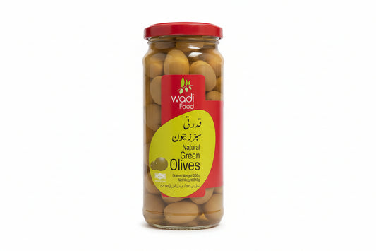 WADI FOOD NATURAL GREEN OLIVES(340gm)