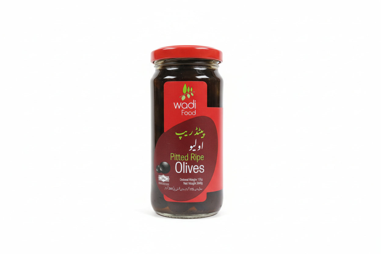 WADI FOOD BLACK OLIVES PITTED RIPE(240gm)